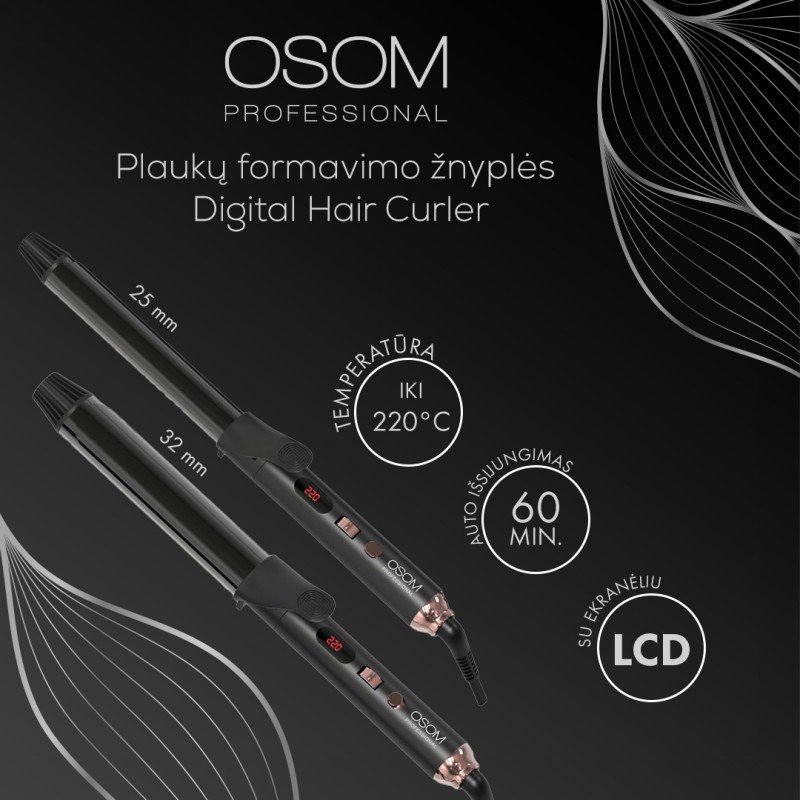 Plaukų formavimo žnyplės, 32 mm OSOM68132 - Image 2