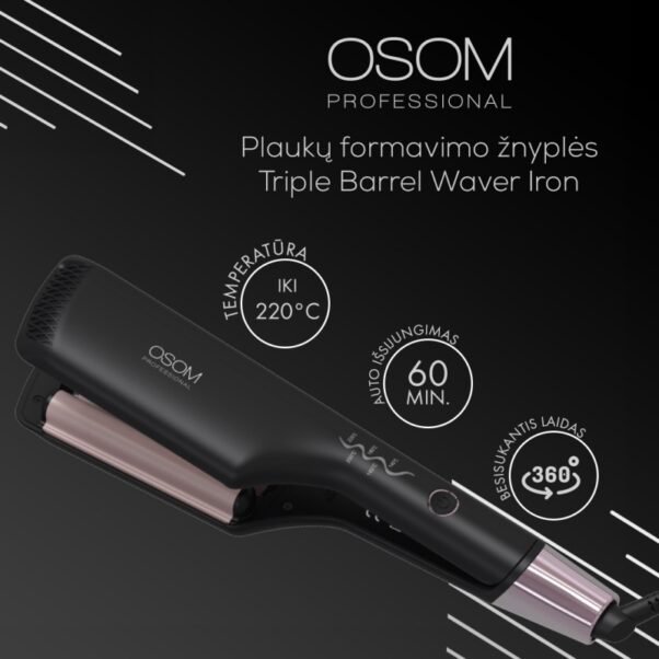 Plaukų formavimo žnyplės Triple, 88W OSOM8703 - Image 2