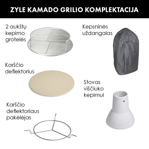 Kamado grilis su priedais ZY26KSBLSET - Image 2