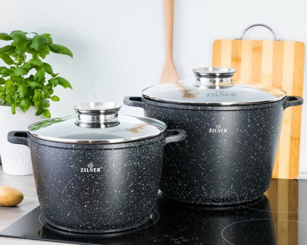 4 dalių puodų rinkinys su marmurine nepridegančia danga ZILNER ZL-7011 - Image 2