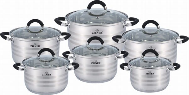 12 dalių plieninių puodų rinkinys ZILNER PREMIUM ZL-8110