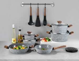 15 dalių rinkinys su KERAMINIU MARMURO sluoksniu ZILNER ZL-8519