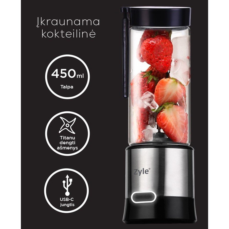 Įkraunama nešiojama kokteilinė su titanu dengtais ašmenimis Zyle ZY02RBB - Image 4