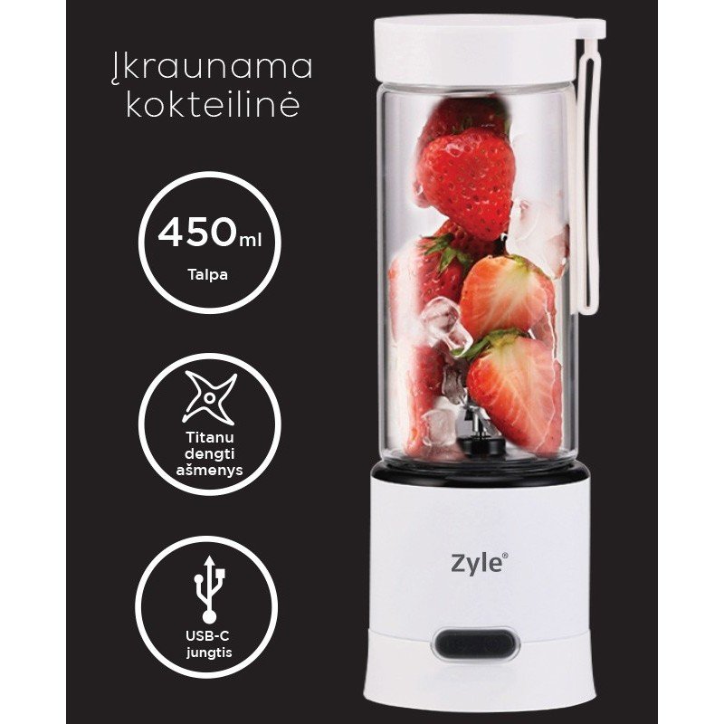 Įkraunama nešiojama kokteilinė su titanu dengtais ašmenimis Zyle ZY02RBW - Image 4