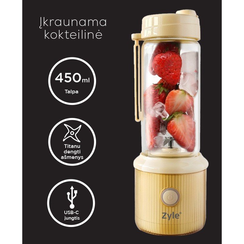 Įkraunama nešiojama kokteilinė su titanu dengtais ašmenimis Zyle, ZY04RBY - Image 4