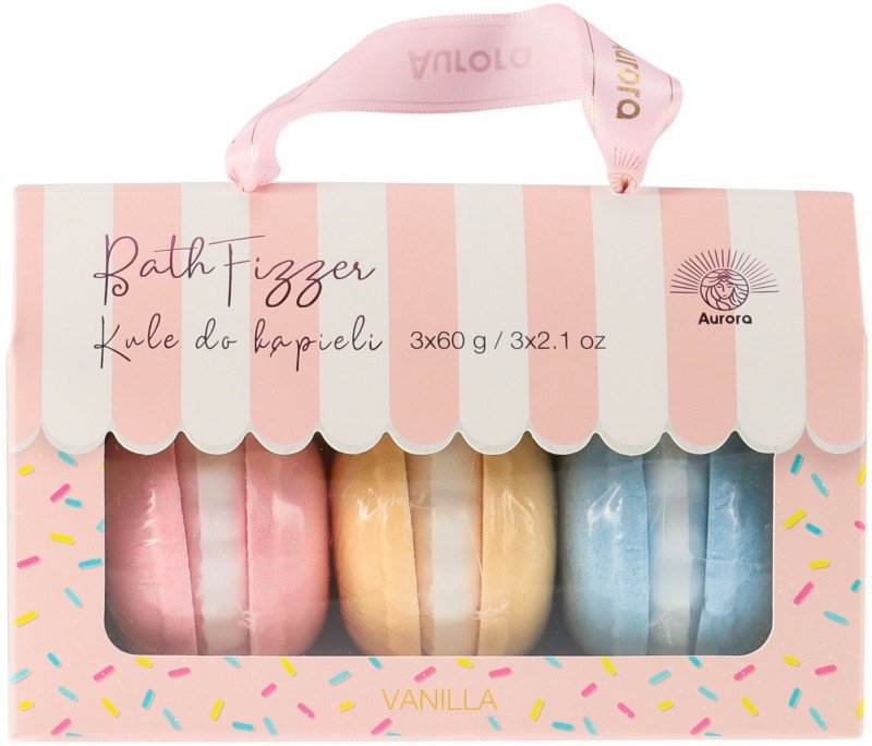 Vonios burbulų rinkinys Sweet Macarons AUR1827, mangų ir kriaušių kvapo, 3x60 g