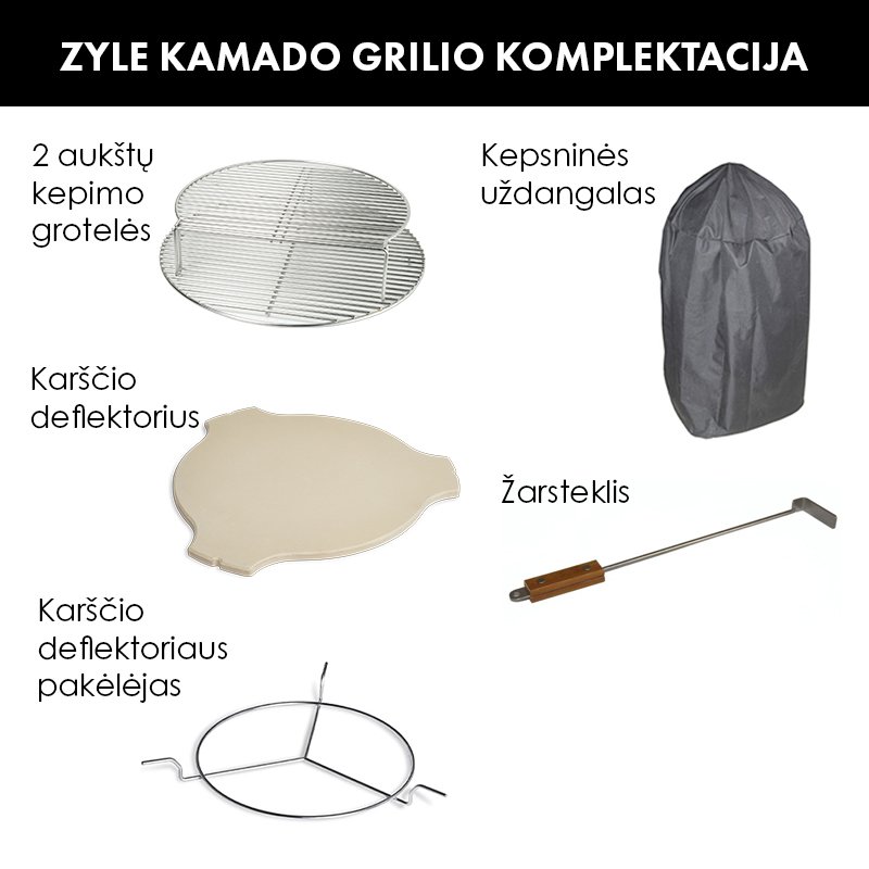 Kamado grilis su priedais, ZY24RDSET - Image 2